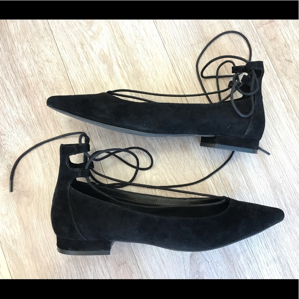 Steve Madden Cruise Suade Black lace up flats sz 9